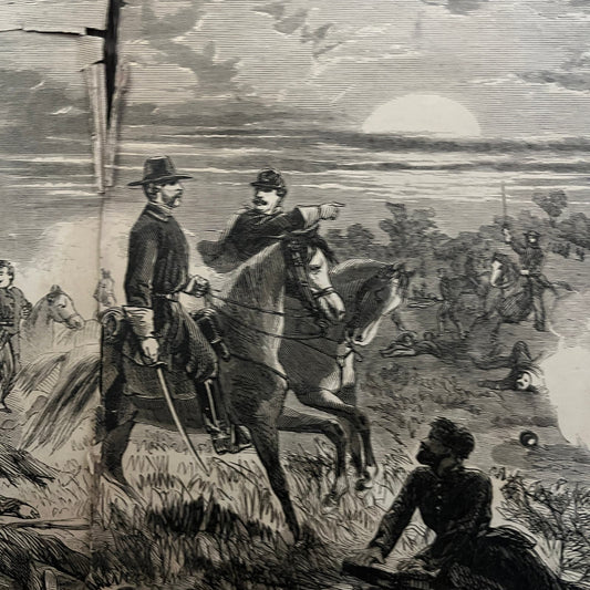 Battle of Antietam Burnside Holding Hill Original 1863 Civil War Engraving C70