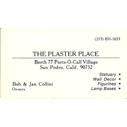 The Plaster Place Bob & Jan Collini Ports-O-Call Village San Pedro Card SD9-B5