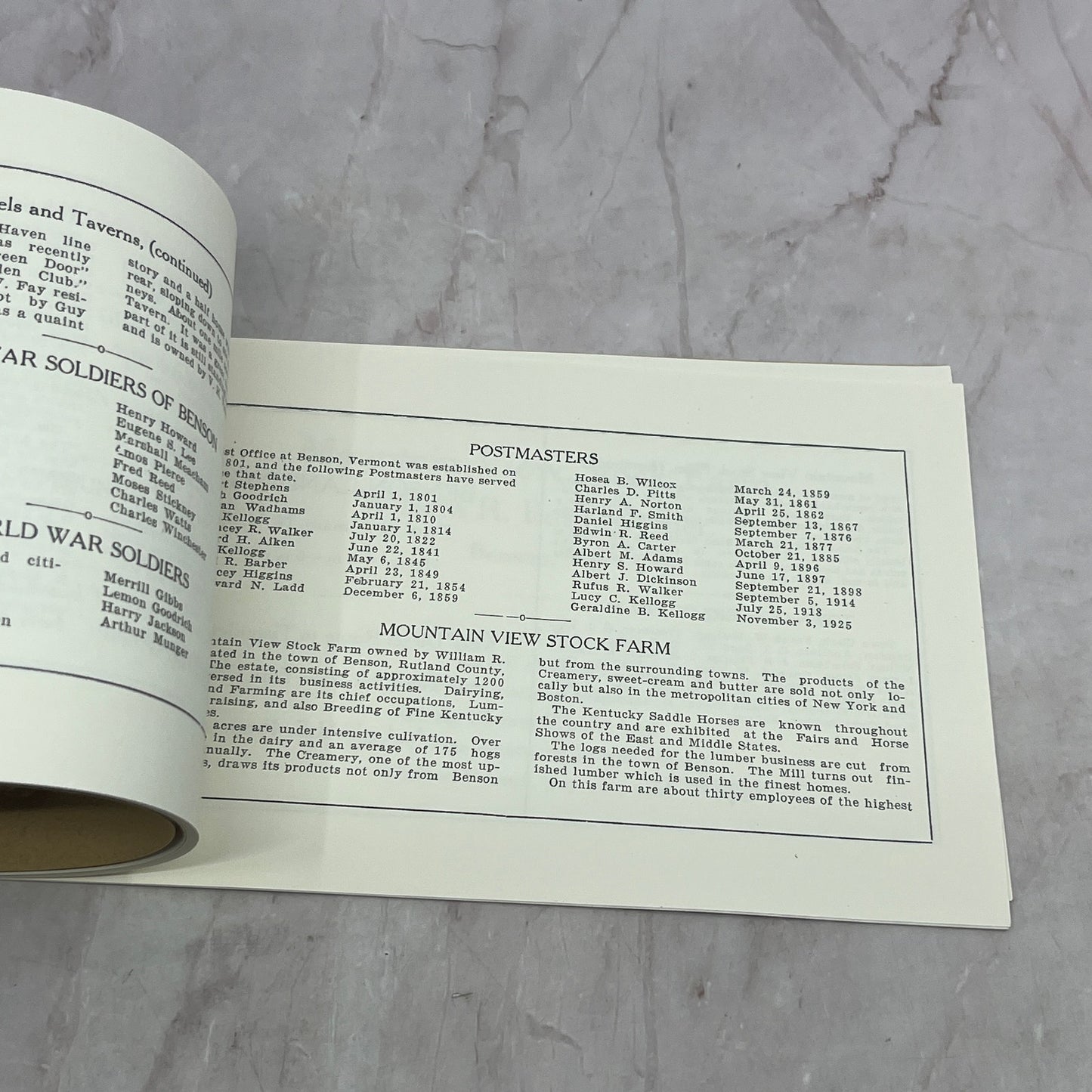 1927 Souvenir of Benson Vermont Book TA9