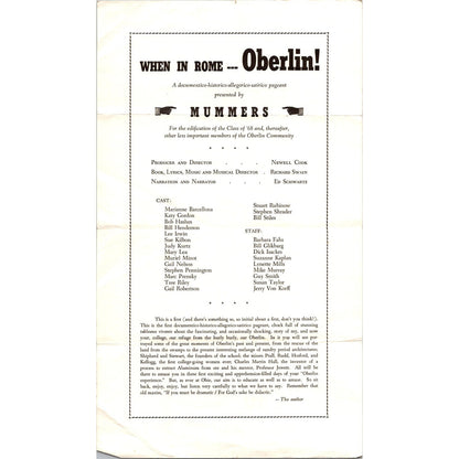 Class of 1968 Oberlin WI Mummers Pageant Program J16