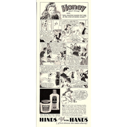 Hinds for Hands Honey Beauty Advisor Comic 1940 Ad V14-8