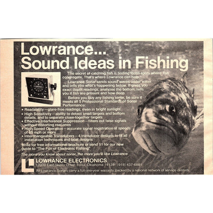 Lowrance Electronics Sonar Fish Finder Tulsa OK 1977 Ad AF6-5