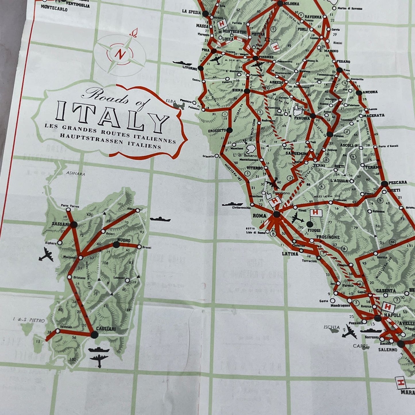 Vintage Italhotels Roads of Italy Fold Out Map and Hotel Guide TI9-P1