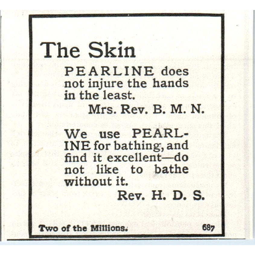 Pearline Soap for the Skin Rev H.D.S. 1903 Magazine Ad AF7-E4