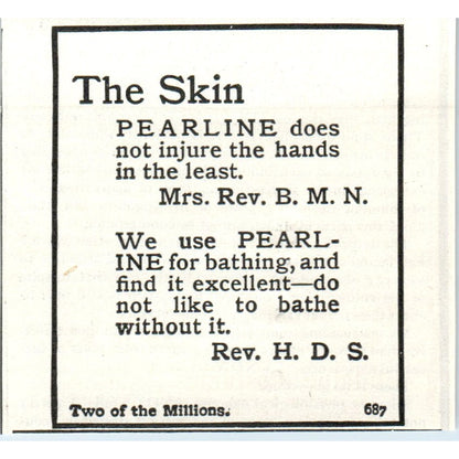 Pearline Soap for the Skin Rev H.D.S. 1903 Magazine Ad AF7-E4