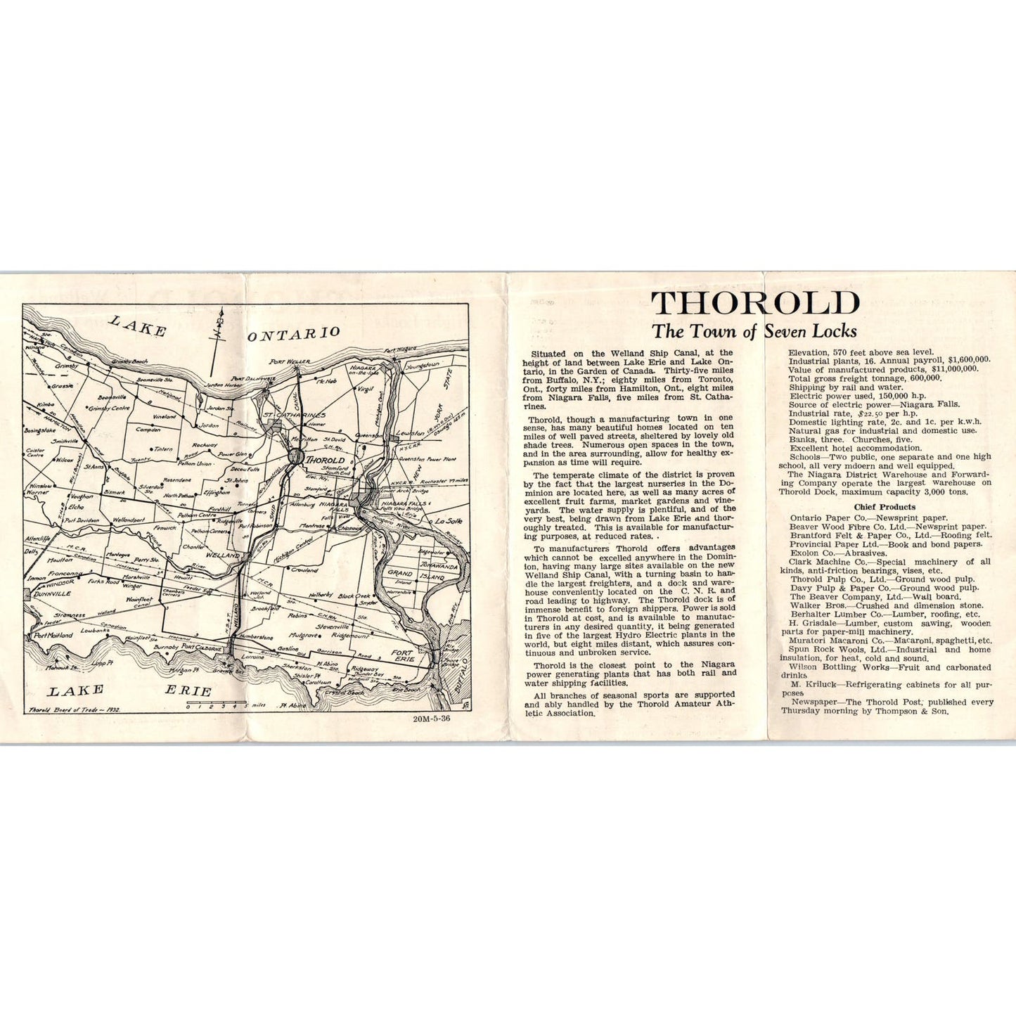 1932 Thorold Ontario Canada Twin Flight Locks Ship Canal Travel Brochure AB9