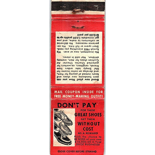Charles Hester Shoe Co Brockton MA Vintage Matchbook Cover SC7-Y11