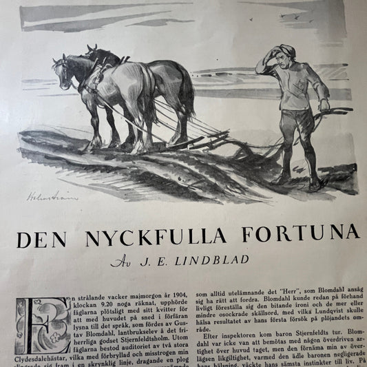 Den Nyckfulla Fortuna by J.E. Lindblad 4 Pages 1924 Swedish Story V27-4