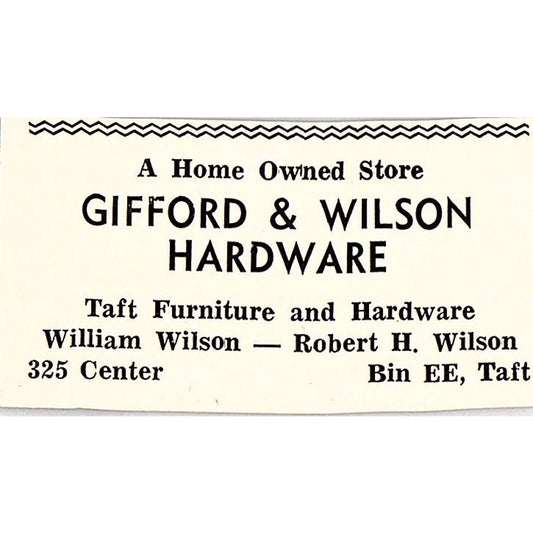 Gifford & Wilson Hardware, Winget's Plantatorium & Feed Taft CA c1965 Ad AF8-S22