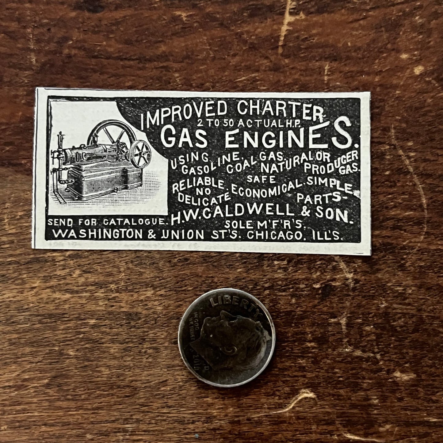 H.W. Caldwell & Sons Improved Charter Gas Engines Original Advertisement AD8-P29