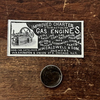 H.W. Caldwell & Sons Improved Charter Gas Engines Original Advertisement AD8-P29