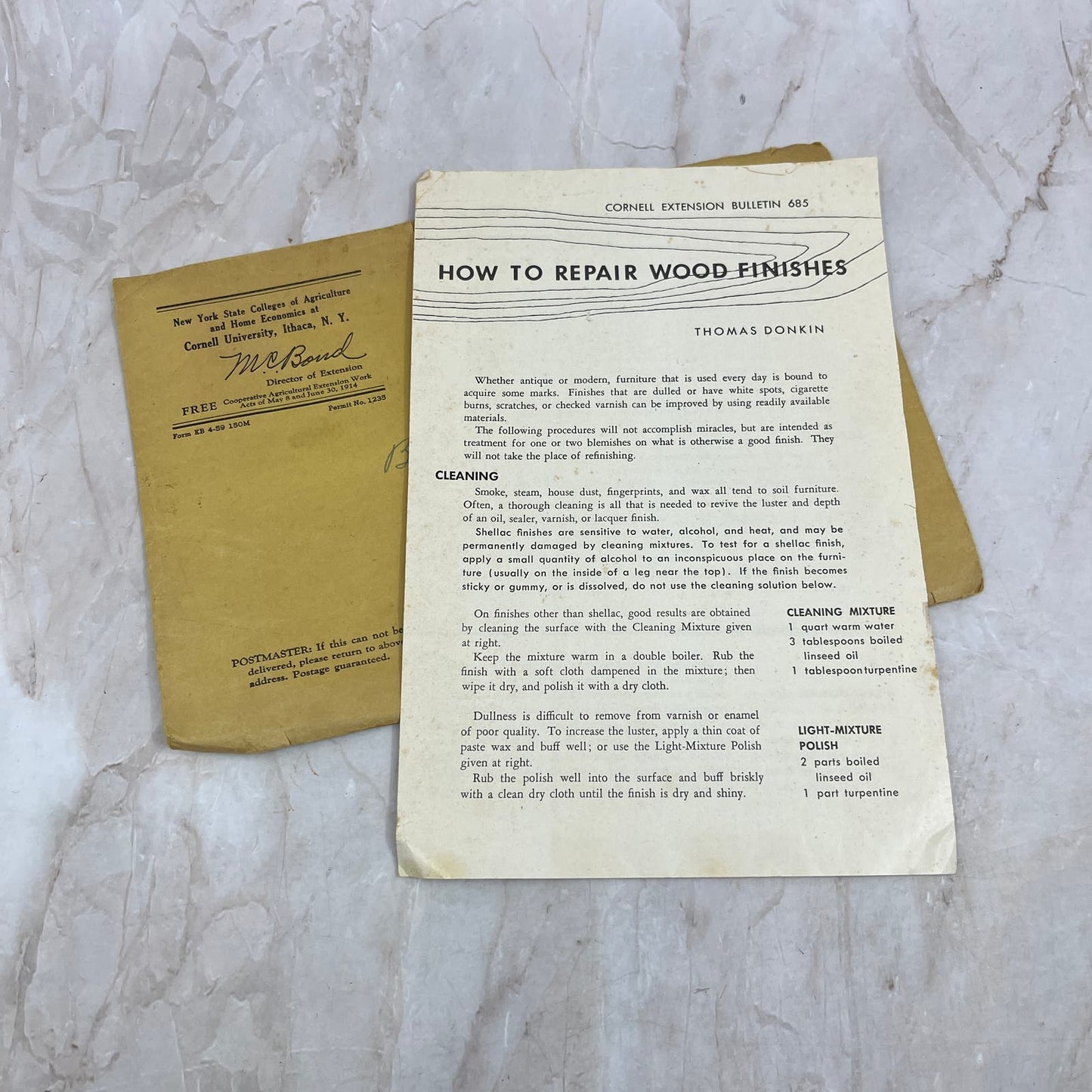 1958 How to Repair Wood Finishes Thomas Donkin Cornell Bulletin 685 D10