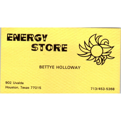 Bettye Holloway Energy Store Houston TX Vintage Business Card SD4-B2