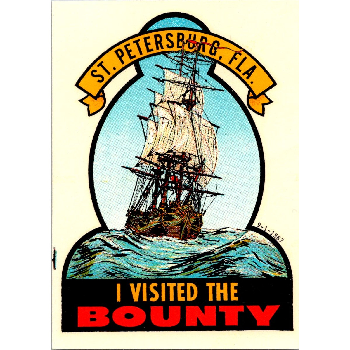 1960s Original St. Petersburg FL (Water) Decal 2.5x4" Lindgren-Turner Co AH4-M1