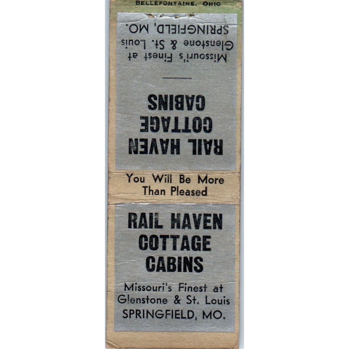 Rail Haven Cottage Cabins Springfield MO Vintage Matchbook Cover SD2-Y1