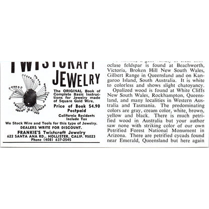 A&R Lapidary Ring Mountings Indianapolis Indiana 1972 Ad AF8-M4