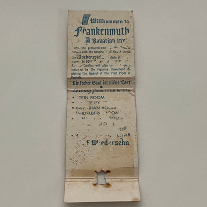 Frankenmuth Bavarian Inn Michigan Vintage Matchbook TB6-MB2-14