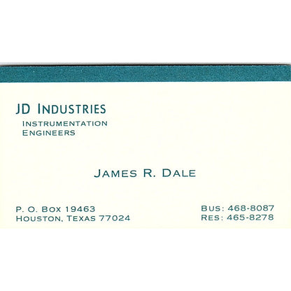JD Instrumentation Engineers James R. Dale Houston Texas Business Card SF3-B5