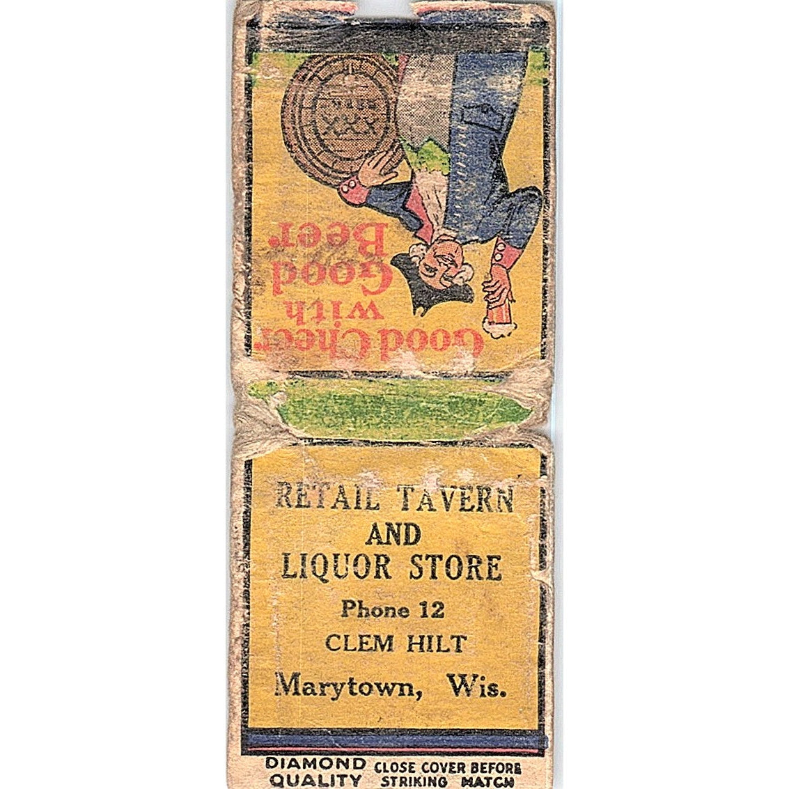 Retail Tavern Clem Hilt Marytown WI Vintage Matchbook Cover SF3-Y6