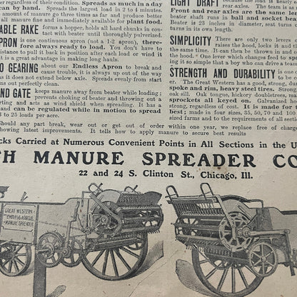 Smith Manure Spreader Co Endless Manure Spreader Chicago 1905 Magazine Ad FL6-11