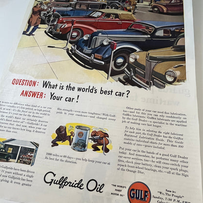 Gulfpride Oil The World's Finest Motor Oil 1943 WWII Ad SV1-6