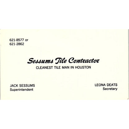 Jack Sessums Tile Contractor Houston Vintage Business Card SD9-B8