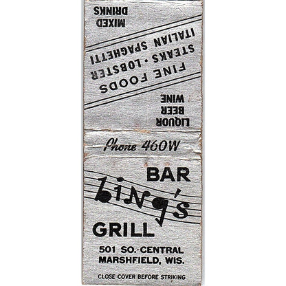 Bing's Bar & Grill Marshfield WI Vintage Matchbook Cover SC7-Y5