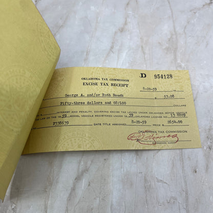1959 Pontiac Catalina State Of Oklahoma Certificate of Vehicle Title AE4