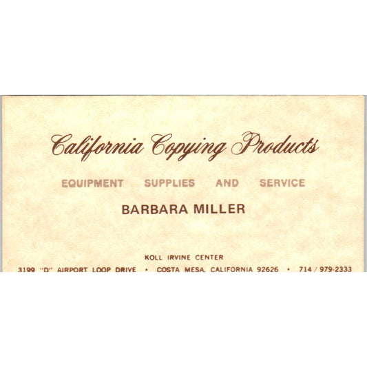 California Copying Products Barbara Miller Costa Mesa CA Business Card SD4-B3