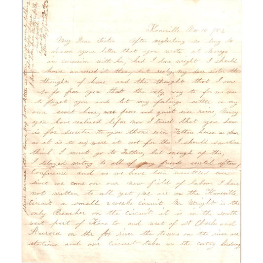 1852 Handwritten Letter Kaneville PA D21