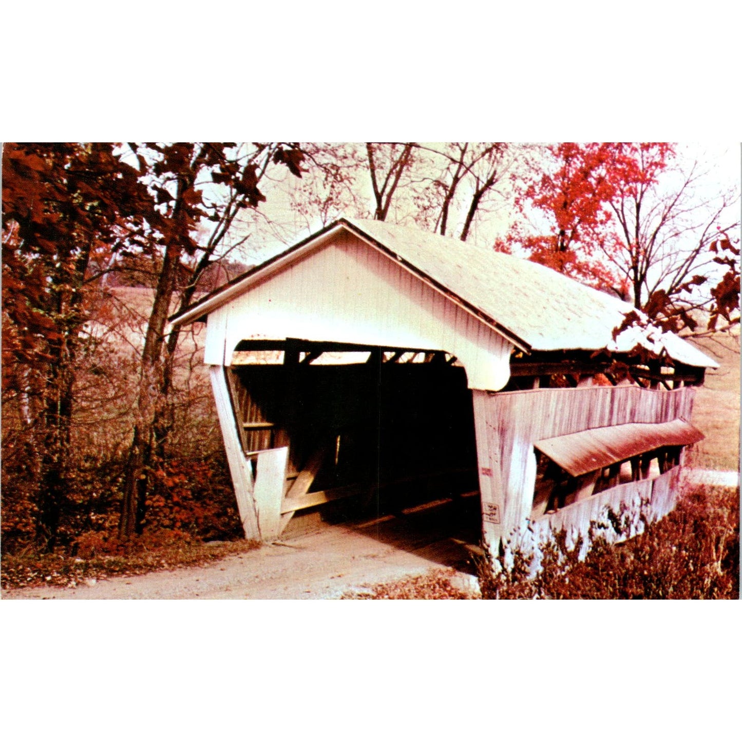 Roley School Bridge Fairfield County Baltimore OH Covered Bridge Postcard PC13