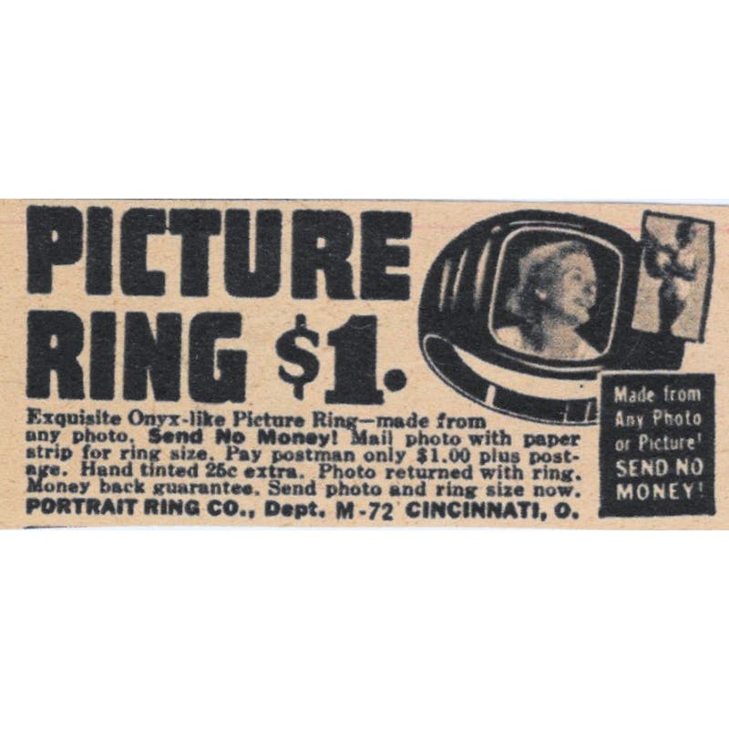 Portrait Ring Co Picture Ring Cincinnati Ohio 1943 Magazine Ad AB9-NPG