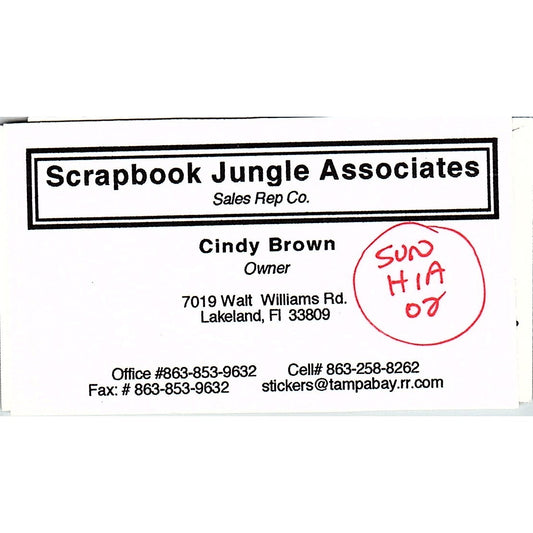 Scrapbook Jungle Associates Cindy Brown Lakeland FL Vtg Business Card SC9-B11