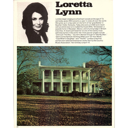 Johnny Cash - Loretta Lynn Double Sided Bio & Home 1977 Photo Print AF3-6