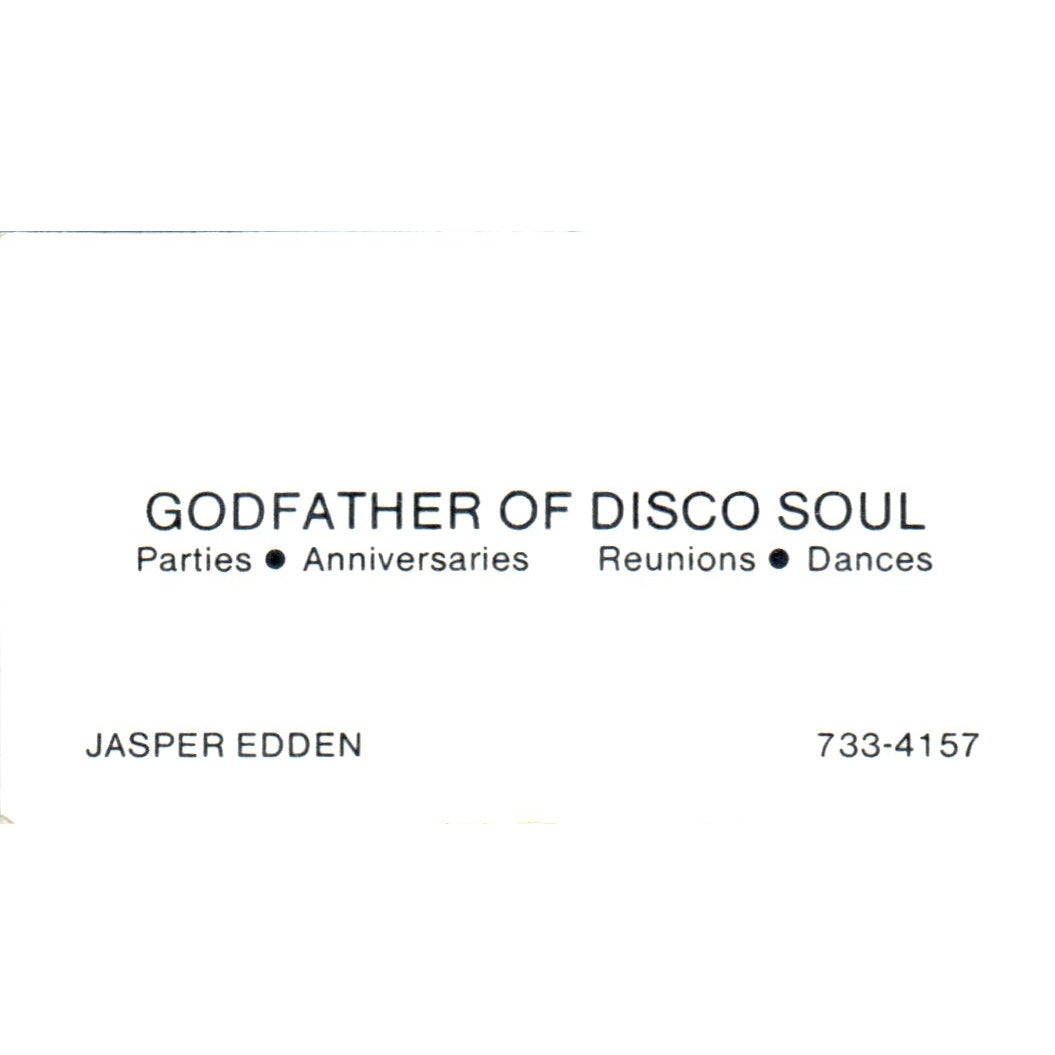 Godfather of Disco Soul Jasper Edden Vintage Business Card SD8-B12