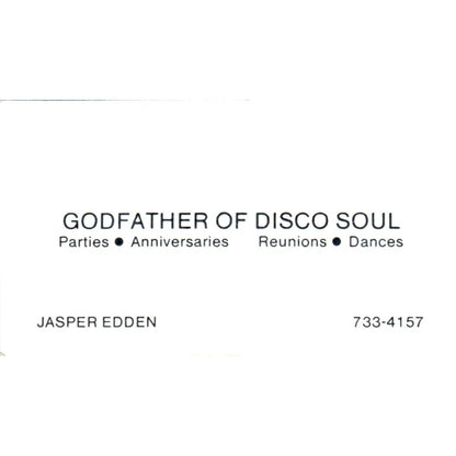 Godfather of Disco Soul Jasper Edden Vintage Business Card SD8-B12