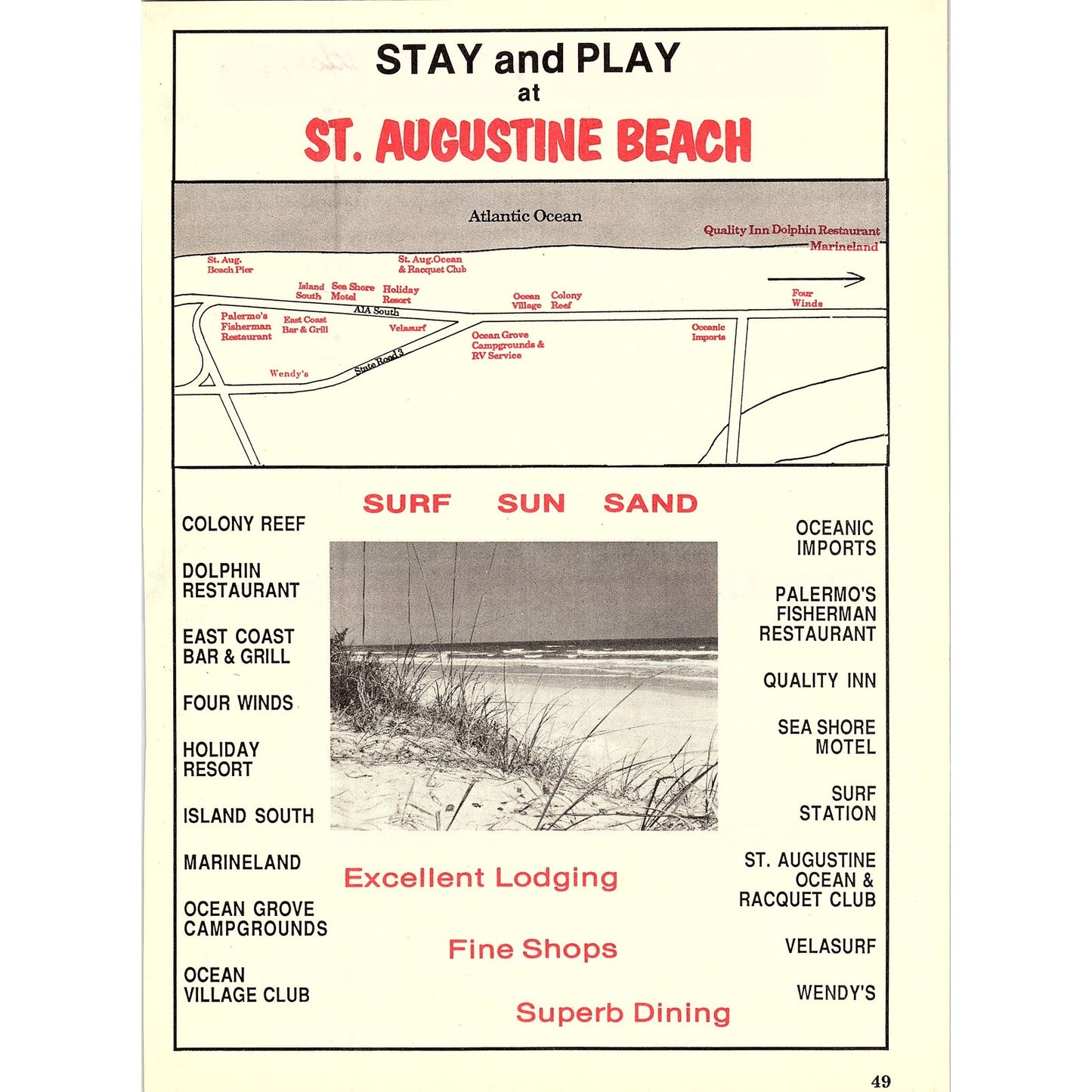 Stay and Play at St. Augustine Beach 1989 Ad AF9-12
