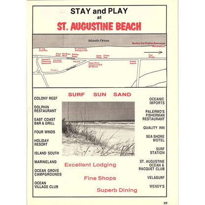 Stay and Play at St. Augustine Beach 1989 Ad AF9-12