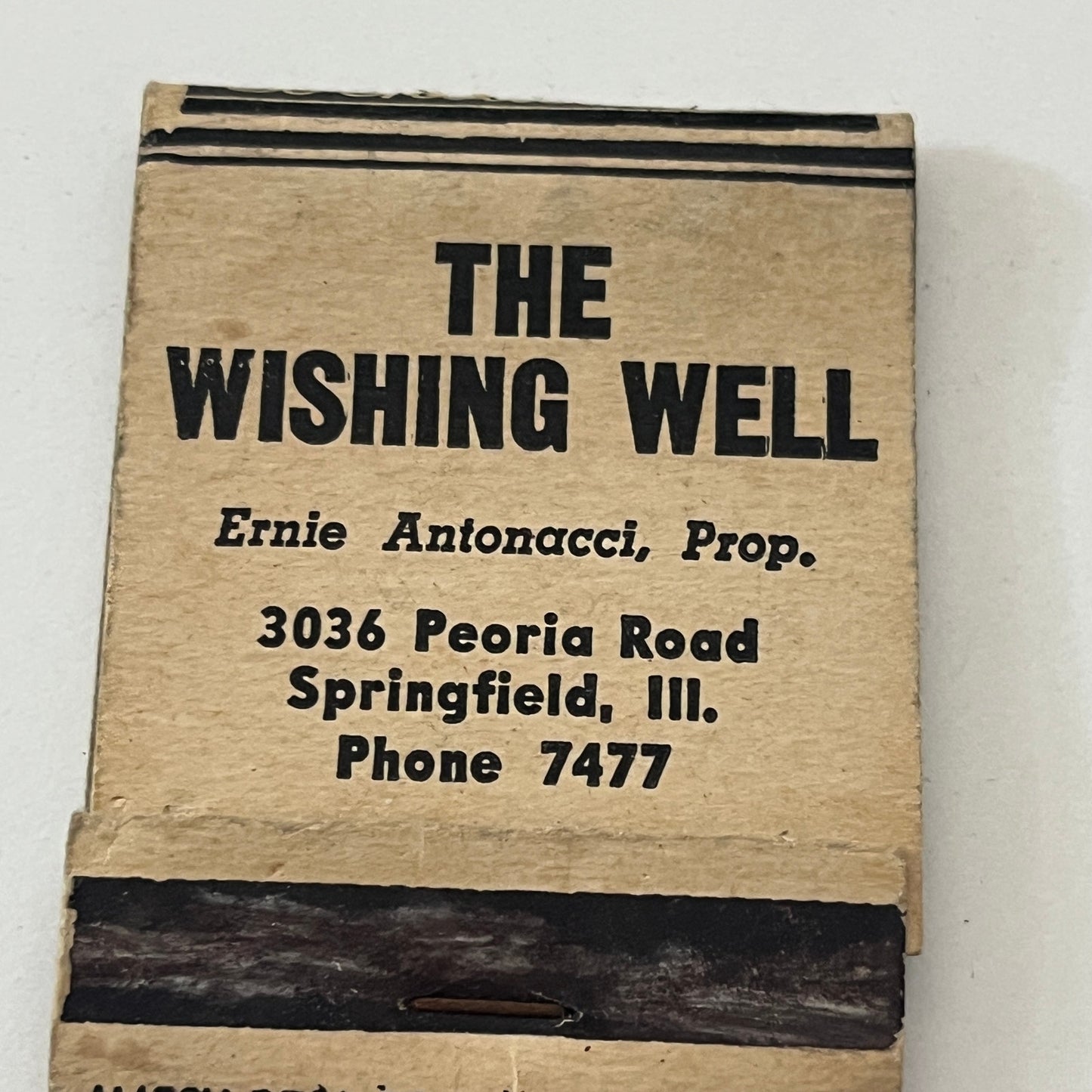 The Wishing Well Ernie Antonacci Springfield IL Vtg Matchbook Cover TB8-MB-10