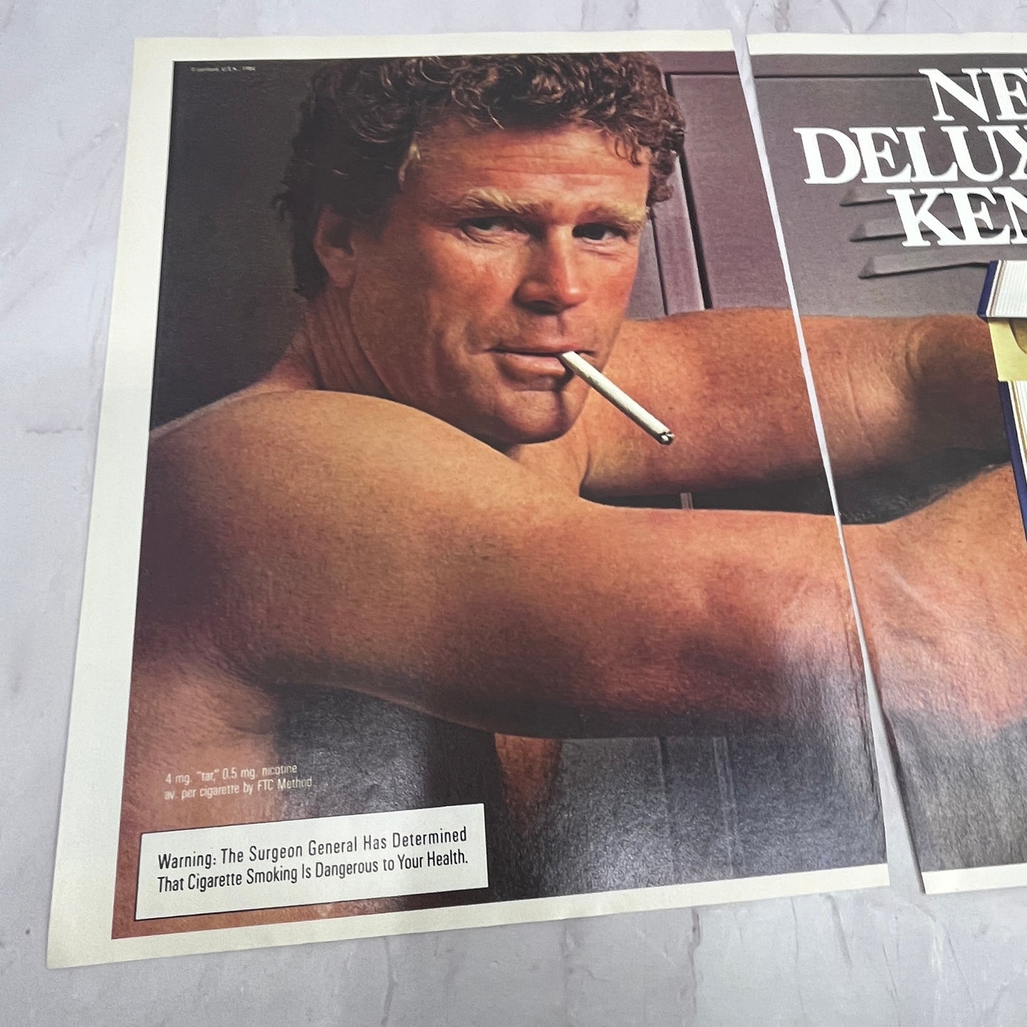 Deluxe Box Kent III Cigarettes Shirtless Guy 2 Page Ad 1984 Ad AF8-6