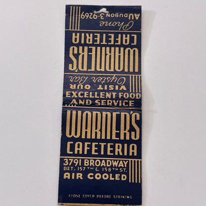 Warner's Cafeteria New York Vintage Matchbook Cover TB8-MB-11