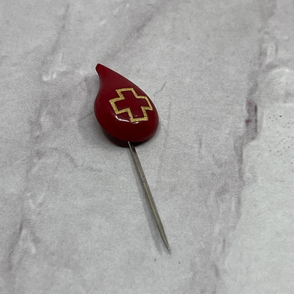 Vintage Red Cross Blood Donor Blood Drip Stick Pin Button SB7-SPB