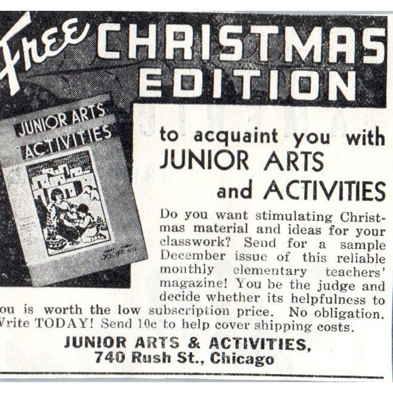Junior Arts & Activities Chicago Christmas Edition 1930s Advertisement AE4-I2