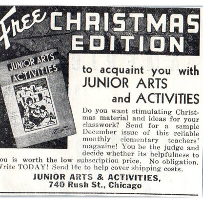 Junior Arts & Activities Chicago Christmas Edition 1930s Advertisement AE4-I2