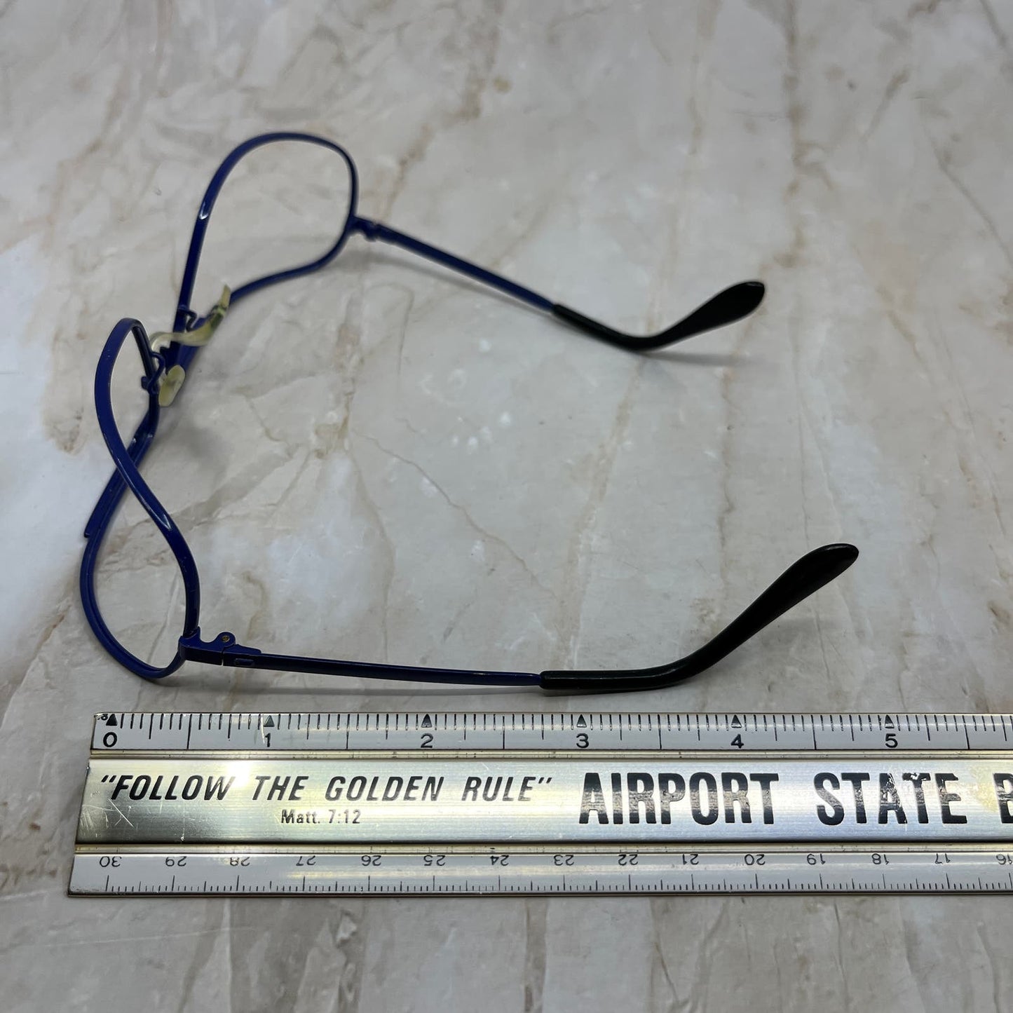Vintage Aviator Blue Metal Wraparound Sunglasses Eyeglasses Frames TD5G1-10