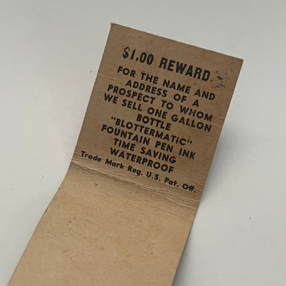 Blottermatic Ink Distributors Hartford CT Vintage Matchbook Cover MM4-1