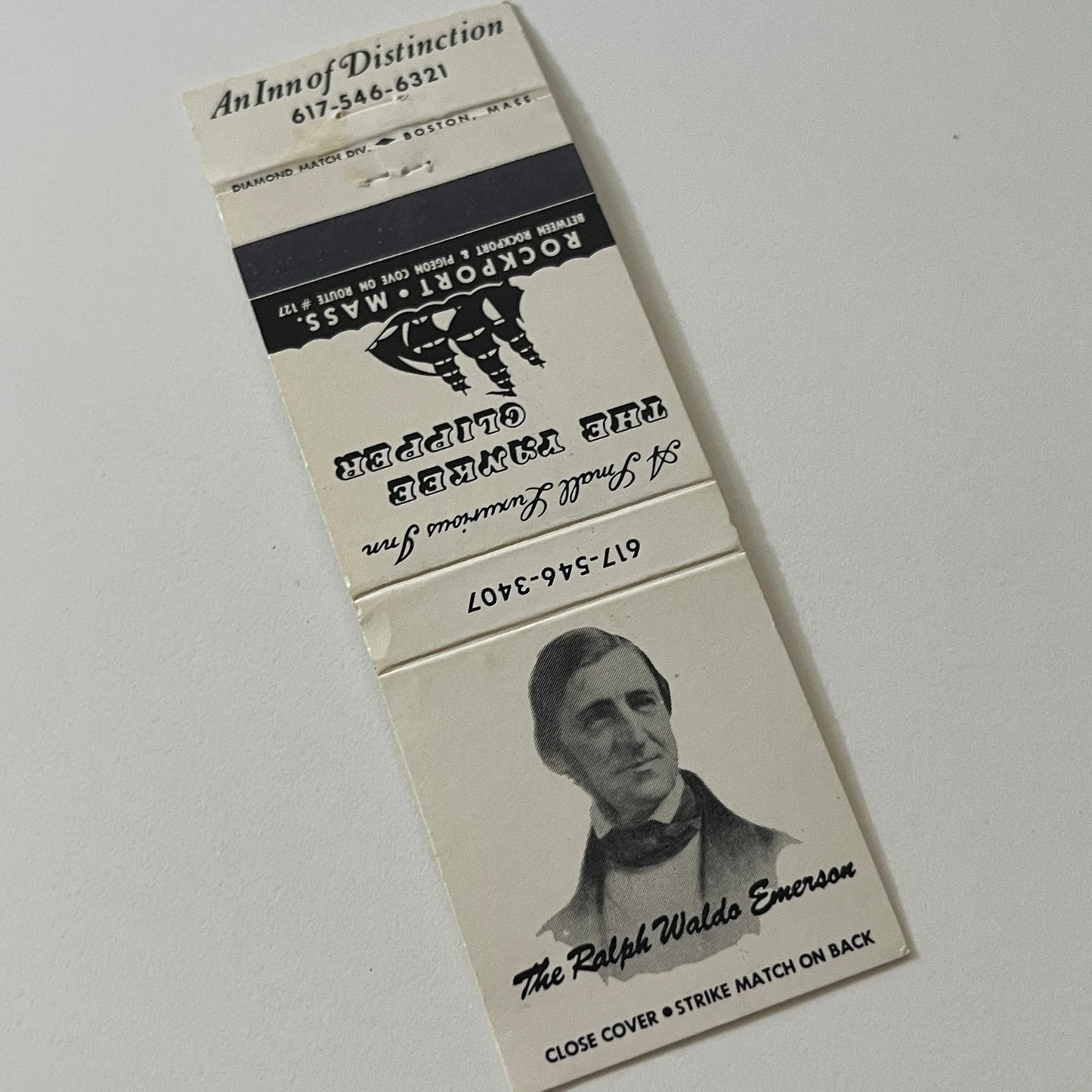 The Yankee Clipper, The Ralph Waldo Emerson Rockport MA Matchbook TB6-MB2-5
