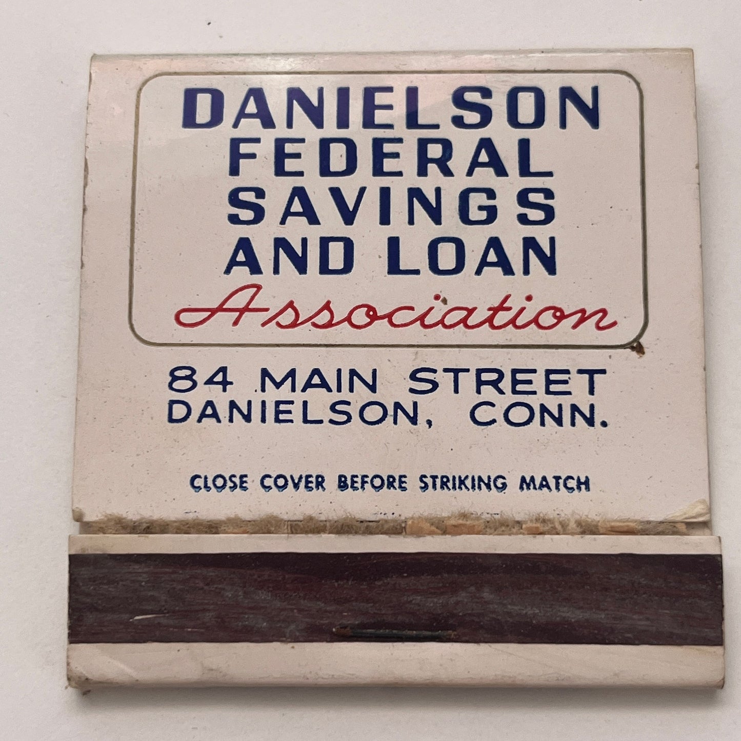 Danielson Federal Savings and Loan Danielson CT Vintage Matchbook Cover TB8-MB-5