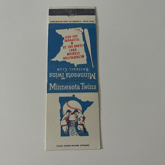 Minnesota Twins Baseball Schedule 1969 MN Vintage Matchbook Cover MB42-6