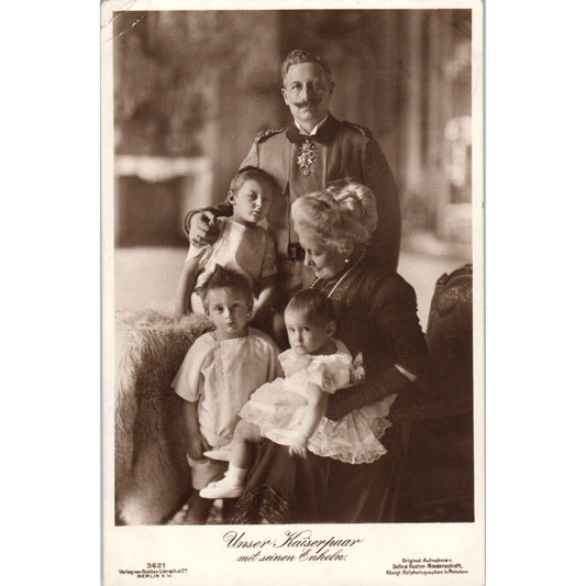 1912 Unser Kaiserpaar mit Seinen Enkeln German Antique RPPC Postcard PE7
